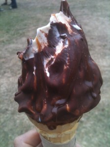 "The Salty Pimp" (chocolate-dipped soft-serve vanilla ice cream dulce de leche and sea salt) from the Big Gay Ice Cream Truck.